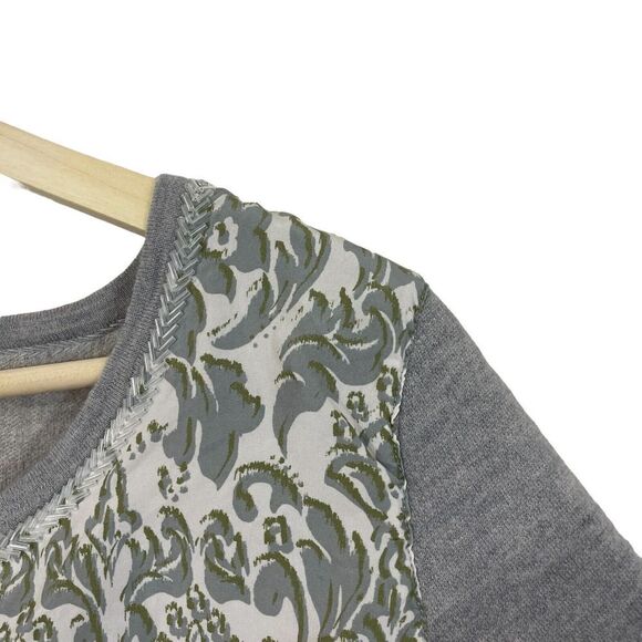 Garnet Hill X-Large Merino Wool Silk Sweater Cardigan Beaded Gray Womens READ - Picture 7 of 16